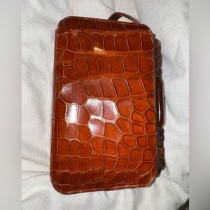 VINTAGE Brown Crocodile Leather Shoulder Bag